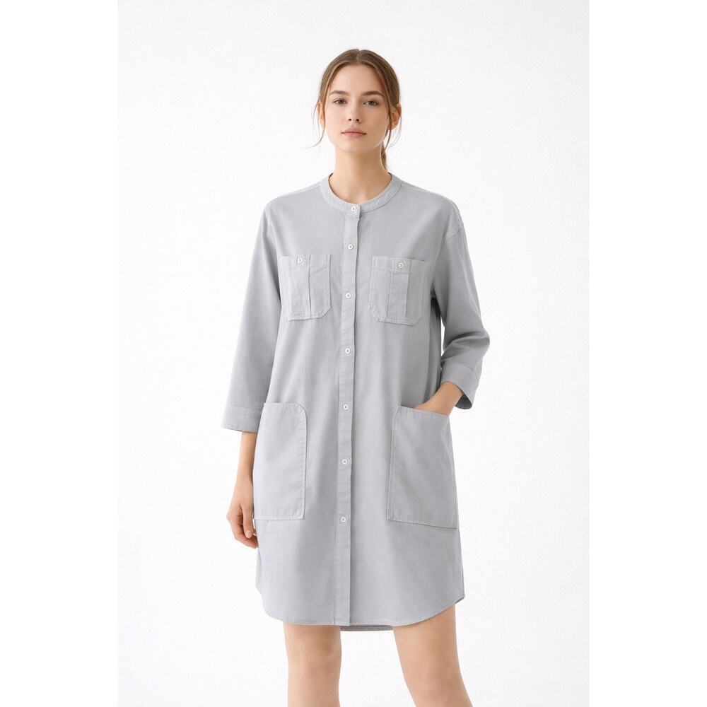 James Perse Los Angeles Gray Cotton Utility Shirt Dress WLAC6541 Size 2 / US M